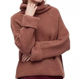 Free People Park City Waffle Knit Pullover Brown Size M